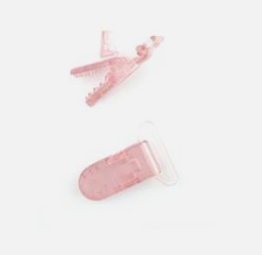 PINZA PLASTICO TRANSPARENTE ROSA