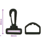 MOSQUETON Y ANILLA 60x32 MM NEGRO